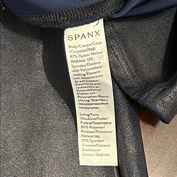 SPANX Leggings Blue Faux Leather Shapewear Pants Size S - Picture 8 of 14